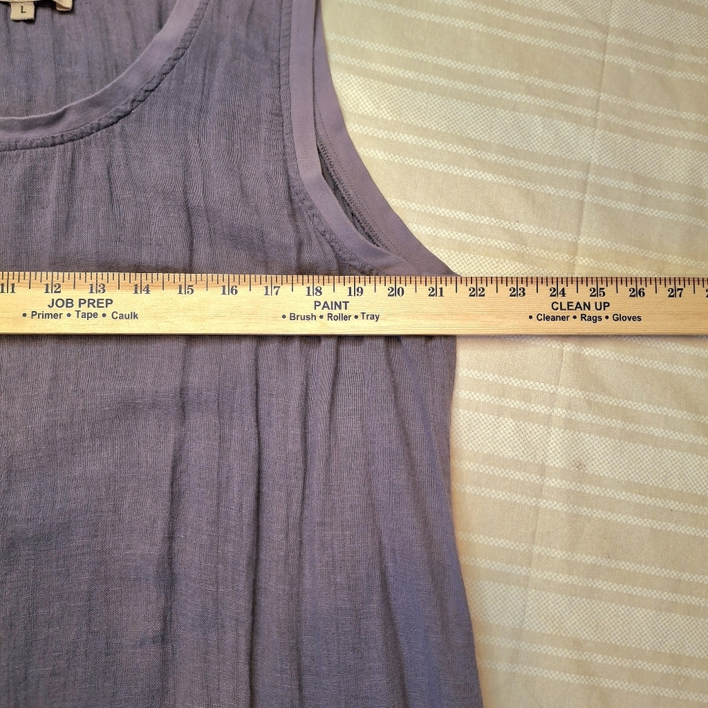 FLAX Top Linen/Cotton Gauze Sleeveless Tunic Long Lavender Lagenlook Womens Sz L - Picture 8 of 8